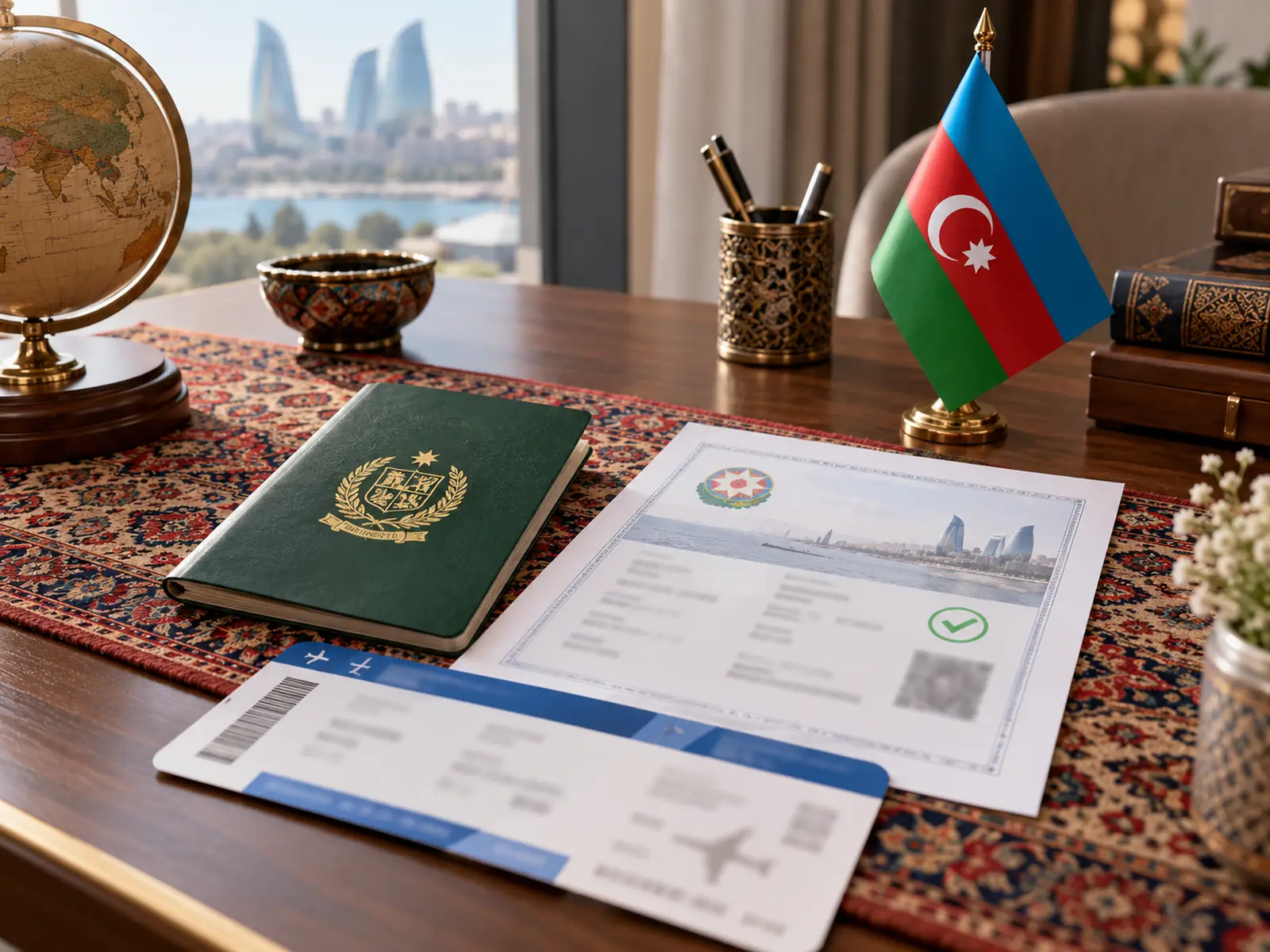 Azerbaijan e-visa documents for Pakistanis: passport, printed e-visa and travel papers